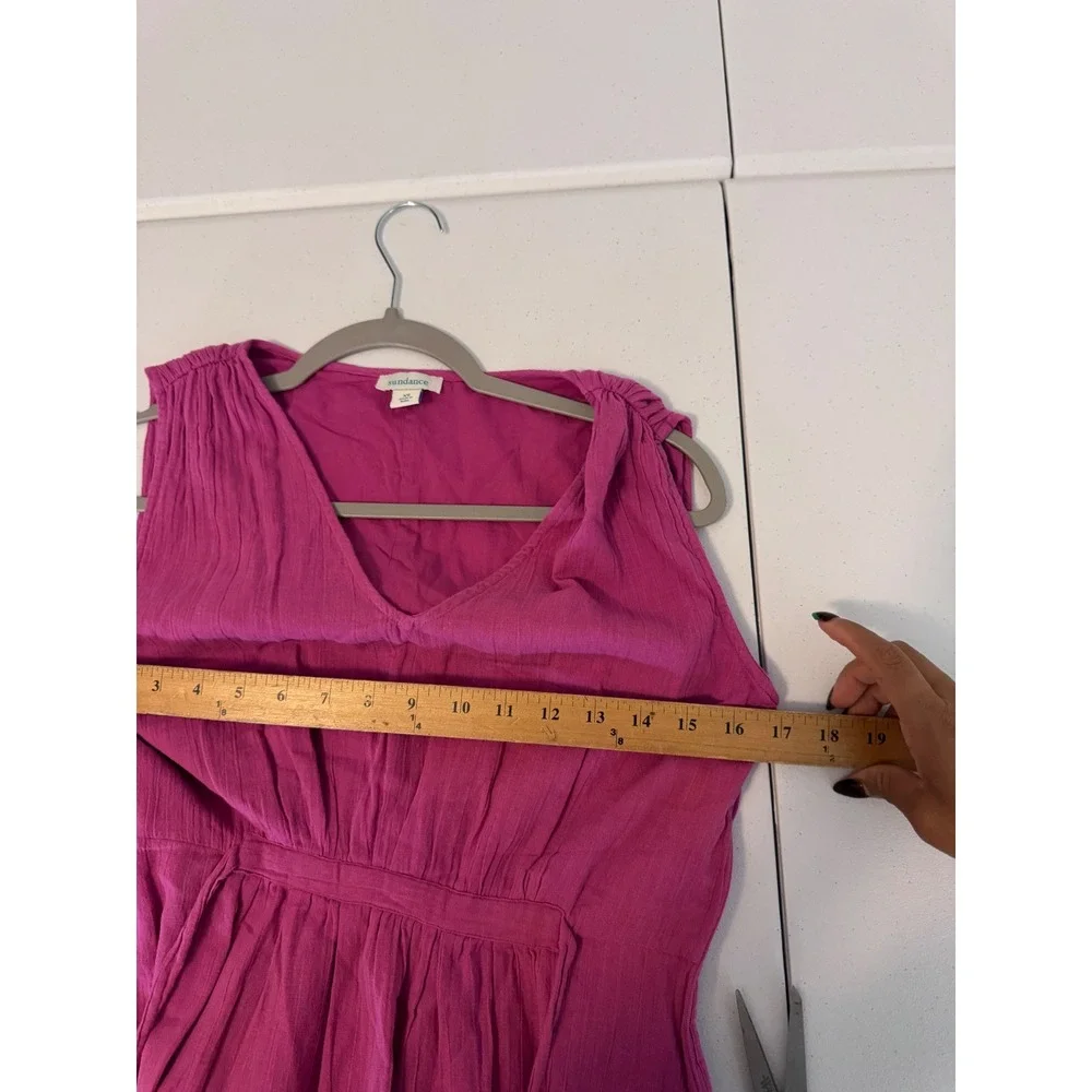 Sundance Magenta Pink Cotton Tiered V-Neck Sleeveless Midi Dress‎ Womens XS r3